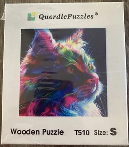 New Quordle Puzzles Cat Head #T510 Small, Wooden Pieces - Picture 1 of 5