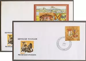 Estampilla dorada de mariposa, hongos, exploración de togo 1990 + hoja en cubierta FDC MIRA - Imagen 1 de 3