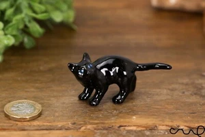 Hecho a mano Cerámica Gato Negro Animal Figura Muñeca Adornos Coleccionable Cerámica Regalo - Imagen 1 de 12