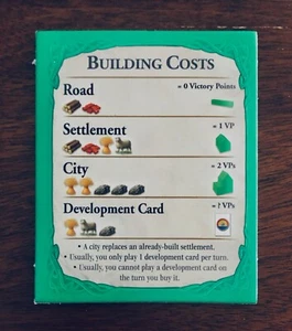 Catan 5-6 Spieler Erweiterung | Grüner Spieler Baukosten Karte | Extra Stücke - Bild 1 von 2