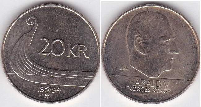 Norway - 20 Kroner 1994 aUNC / XF Lemberg-Zp - Image 1 of 1