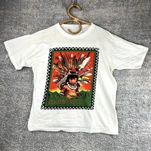 Vintage Rain Forest t shirt cream graphic print Mens Size Large 1990s Protest - Picture 1 of 10