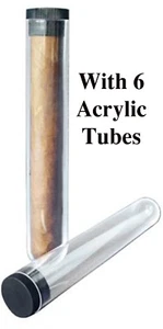 6 tubi e tappo CIGAR in plastica acrilica calibro 6 1/4" x 52 fondo tondo - Foto 1 di 6