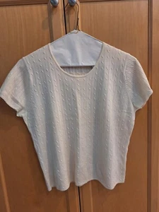Valerie Stevens Collection 100% feine Merinowolle Kurzarm Pullover Damen Lg - Bild 1 von 6