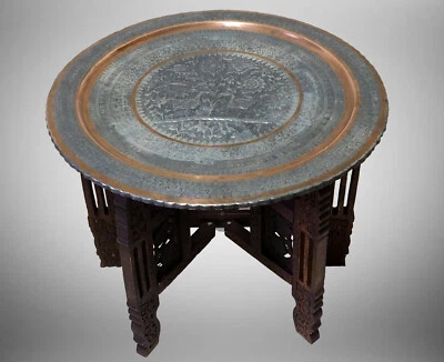 58 Ø Antik orient Kupfer Tablett Tisch teetisch Teller copper tray table 21-K - Bild 1 von 4