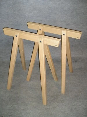 2 formschöne Tischböcke in Eiche Roh belassen   Wildeiche Bock Tischbeine Atlas - Bild 1 von 4