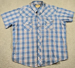 Wrangler Western Hemd Herren L blau kariert Lametta Streifen Perlen Druckknopf Sägezahn - Bild 1 von 10