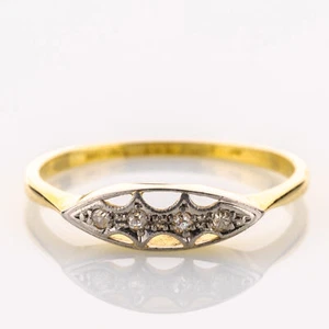 Antique 18k gold ring with diamonds - Picture 1 of 6