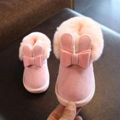 Girls Kids Toddler Gift Garden Soft Shoes Baby Comfy Fur Lined Flat Snow Boots - Image 1 of 4