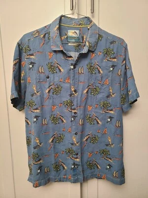 Camisa De Colección Tommy Bahamas Campamento Hawaiano Seda Tándem Surf Playa Palmera Hombres XL Foto 1 de 4