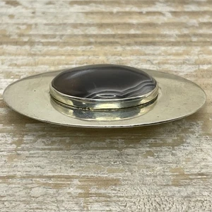 Broche prendedor esmoquin modernista de ágata en plata de ley Great Falls Metal Works de colección - Imagen 1 de 13