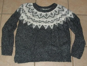 Grauer Fair Isle Gr. Medium Freizeitkleidung dehnbarer Popover leichter Pullover SONOMA - Bild 1 von 2
