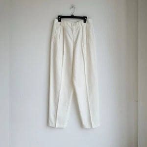 Pantalón LIZ CLAIBORNE Marfil Plisado Lino Algodón - Tiro Alto Cónico 14 - Imagen 1 de 7