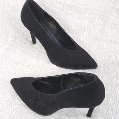 Zapatos de tacón alto de gamuza negros para mujer punta puntiaguda talla 7 Corpcore minimalista Foto 1 de 4