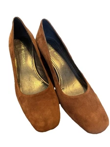 Stuart Weitzman Womens Brown Mocha Suede Square Toe Pump Heels Size 8 M Career - Picture 1 of 8