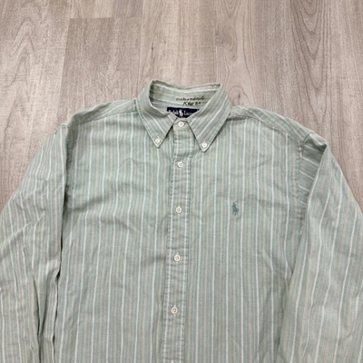 Vintage Polo Ralph Lauren Button Down Shirt Men's 16-36 Green Striped 90s Preppy - Image 1 of 4