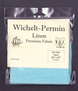 Cross Stitch ~ Wichelt-Permin 32 Count Aqua Linen 18 x 27 in #65-339L - Picture 1 of 3