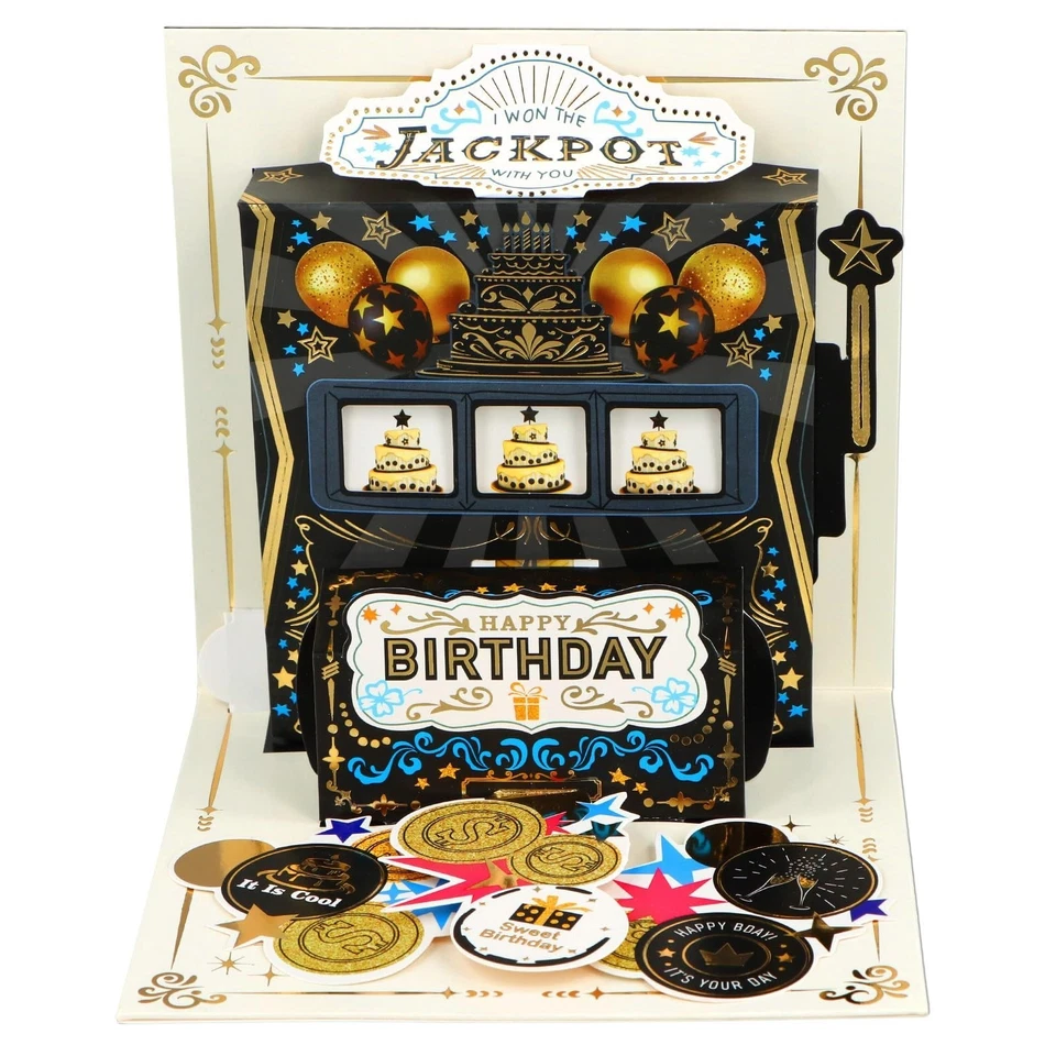 Tarjeta emergente de feliz cumpleaños - Tarjetas de regalo de cumpleaños con bote de casino de 6""x 6"" con... Foto 1 de 4
