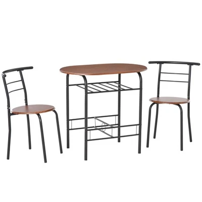 HOMCOM Breakfast Bar Table and Stools Set, Dining Room Set with Shelf - Image 1 of 4