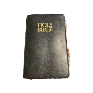Bibel Zondervan NIV mit Laschen 2001 Vintage schwarz Kunstleder roter Buchstabe 8 x 5 - Bild 1 von 5