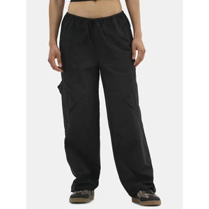 Größe XXS (00) Fallschirm Nylon Hose schwarz Damen Cargo No Boundaries hoher Bund - Bild 1 von 9
