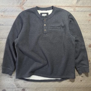 LL Bean Henley Herren XXL Katahdin Iron Works Bonded Waffle Fleece gefüttert anthrazit - Bild 1 von 11