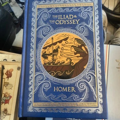 THE ILLIAD AND THE ODYSSEY by Homer Blue Leather Bound Hardcover Barnes & Noble - Image 1 of 3