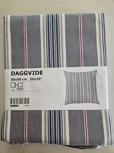 NEW Ikea Daggvide Square Pillow Case Striped Cotton 20"x 20"Grey Red Throw - Picture 1 of 4