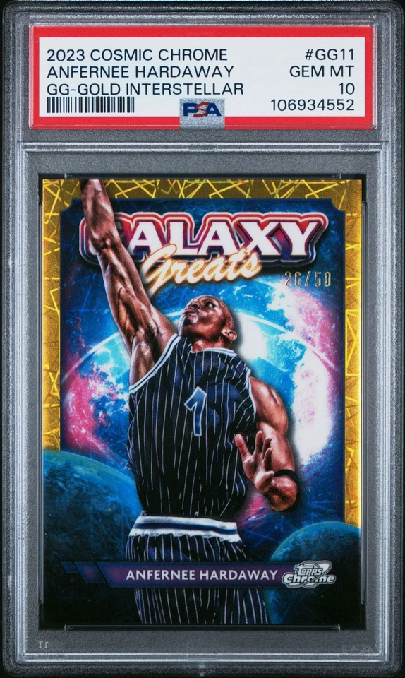 Cosmic Chrome Gold Interstellar Refractor /50 Anfernee Hardaway PSA 10 Pop 1 - Image 1 of 3