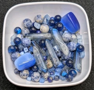 4.2oz Mystery Mixed Blue Beaded Soup Bag: Craft DIY Jewelry Beading๐๐๐ - Picture 1 of 14