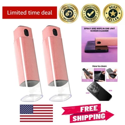 Limpiador de pantalla multiusos en rosa - spray portátil de 0,3 oz con paño de microfibra Foto 1 de 4