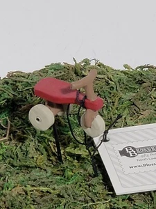 Micro Tiny Miniature Dollhouse Fairy Garden Scooter Red Bicycle Tricycle - Picture 1 of 3