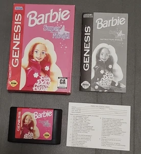 Barbie Super Model Sega Genesis 1993 Authentic Game Cartridge Tested & Complete - Picture 1 of 9