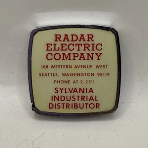 Cinta métrica publicitaria vintage RADAR ELECTRIC CO Sylvania Industrial Seattle - Imagen 1 de 6