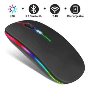 Bluetooth PC Maus Kabellos und Funk für Computer MAC Aufladbare leise Maus LED - Bild 1 von 13