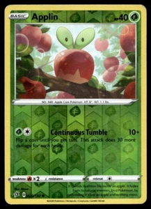 Applin 20/192 Pokemon Card Rebel Clash Rev Holo Common 40 HP LP M9 - Picture 1 of 2