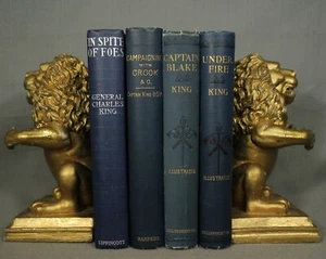 4 old antique General Charles King books blue hardcovers decorators shelf - Picture 1 of 6