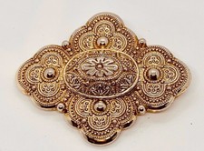 Vintage Gold Tone Ornate Floral Abstract Art Brooch Pin Jewelry