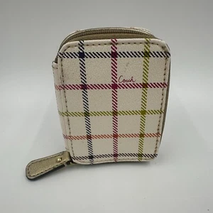 COACH Triple Pill Case - TATTERSALL Print w/ Gold Trim - RARE Retired EUC! - Picture 1 of 5
