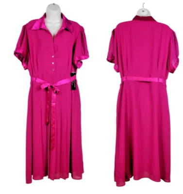 Новый с Ярлыками ROBBIE BEE рубашка платье пурпурный розовый ленты галстук пояс с подкладкой размер 22 - Изображение 1 из 4