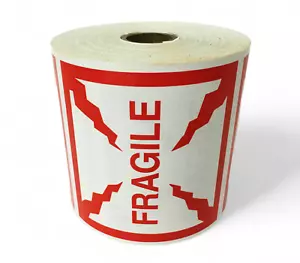 4x4 Fragile Labels Shipping Pallet Adhesive Stickers - Picture 1 of 3