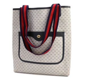 Gucci Vintage Tote Shoulder Bag Handbag Purse Micro-GG Sherry Gray Authentic - Picture 1 of 24