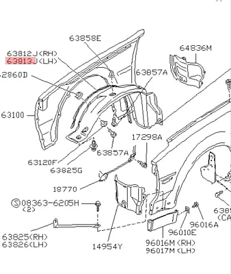 Gennine 日产 300ZX Z31 1986 - 1989 63873-21P00 橡胶挡泥板 LH 全新全新全新无标签 — 第 1/3 张图片