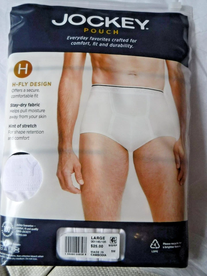 Jockey Pouch Bried US Size L Men Underwear - White - Pack of 3