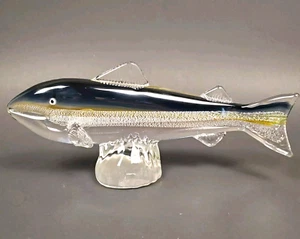 Rainbow Trout Hand Fused Art Glass Sculpture Figurine Fly Fishing Fish 10-3/4" - Picture 1 of 8