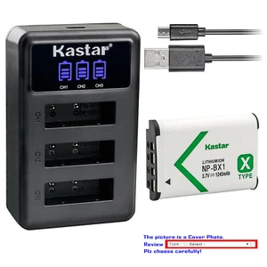 Kastar Battery Triple Charger for Sony NP-BX1 & Sony Cyber-shot DSC-HX80 Camera - Picture 1 of 11