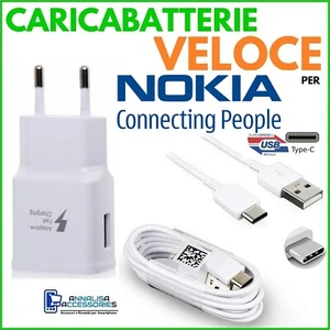 Chargeur Rapide Fast Chargeur pour Nokia 7.1 Prise USB Câble+Modèle Type C 2A - Photo 1 sur 8