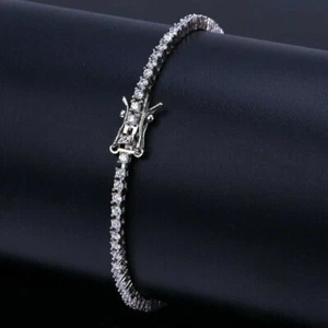 5 Ct Round Cut Lab-Created Diamond Women's Tennis Bracelet 14K White Gold Plated - Picture 1 of 5