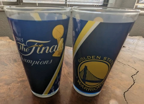 Golden State Warriors Drinking Glasses The Finals Championships 2015 Set Of 2 Cover