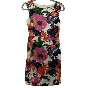 J. Crew Women's Bright Floral Patterned Lined Sleeveless Sheath Dress - Size 2 - Picture 1 of 7